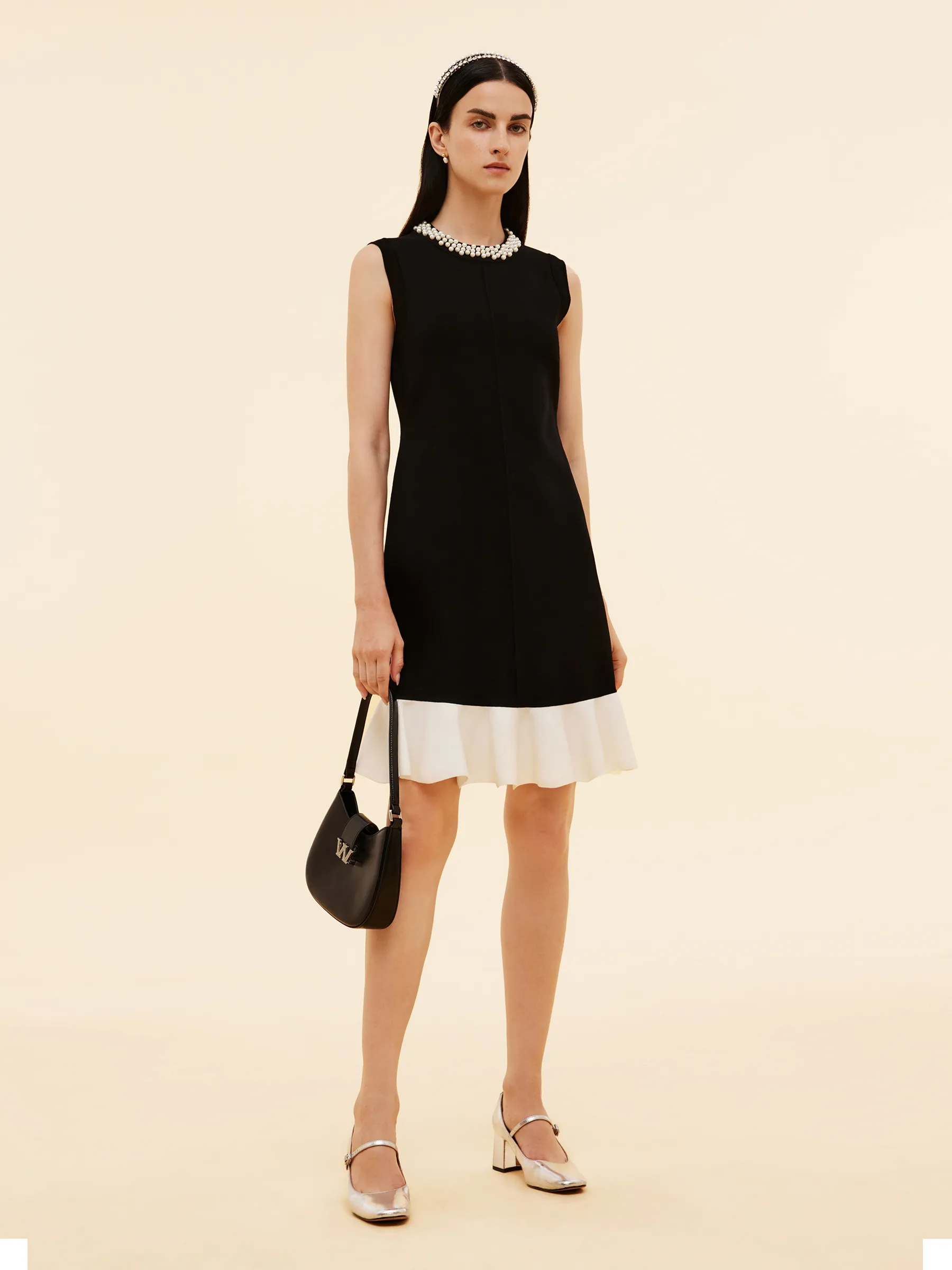 Tencel Blend Beaded Neck Women Sleeveless Knit Mini Dress - Goelia 