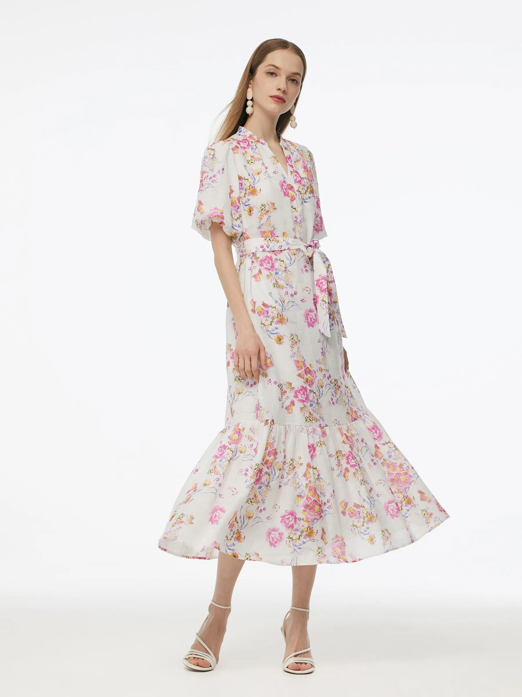 knee length dresses for ladies Seaport Stripe Laura Linen Dress