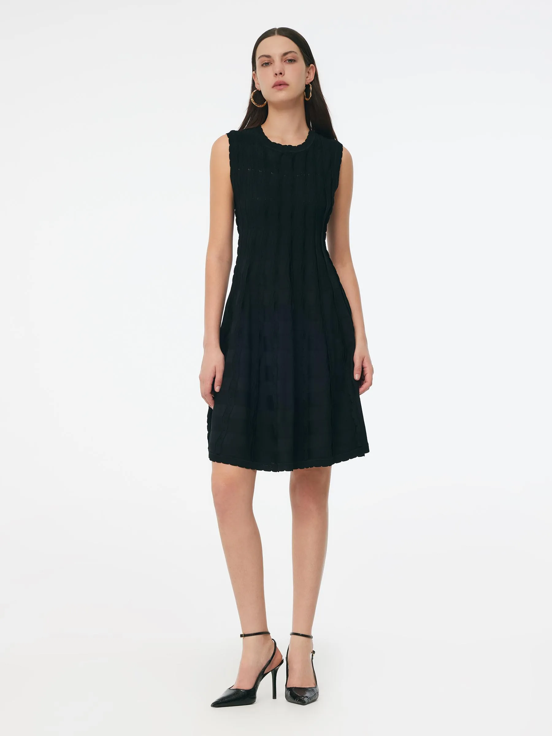 knit dress singapore Crew Neck Rib Sweater Dress main image 0