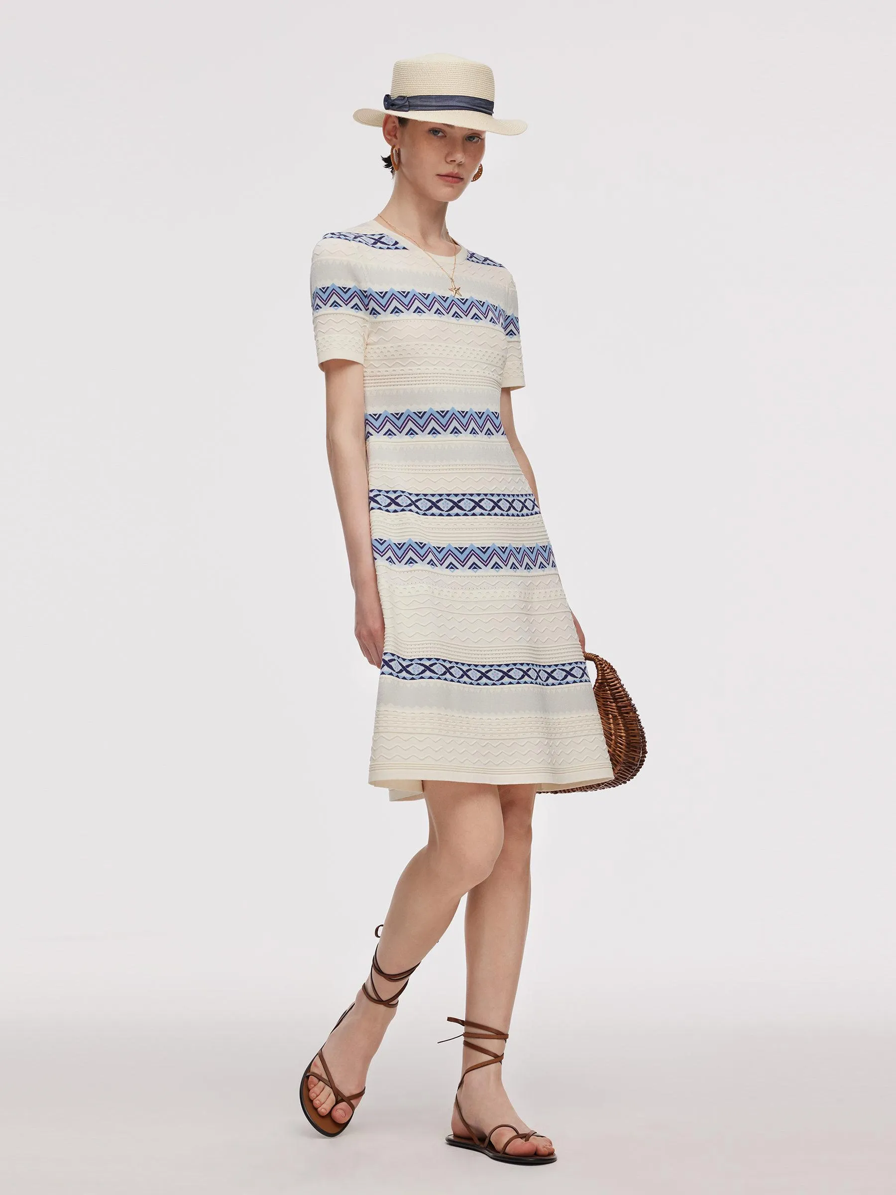 knit dress singapore Multicolored Jacquard Women Mini SID-PR3454D