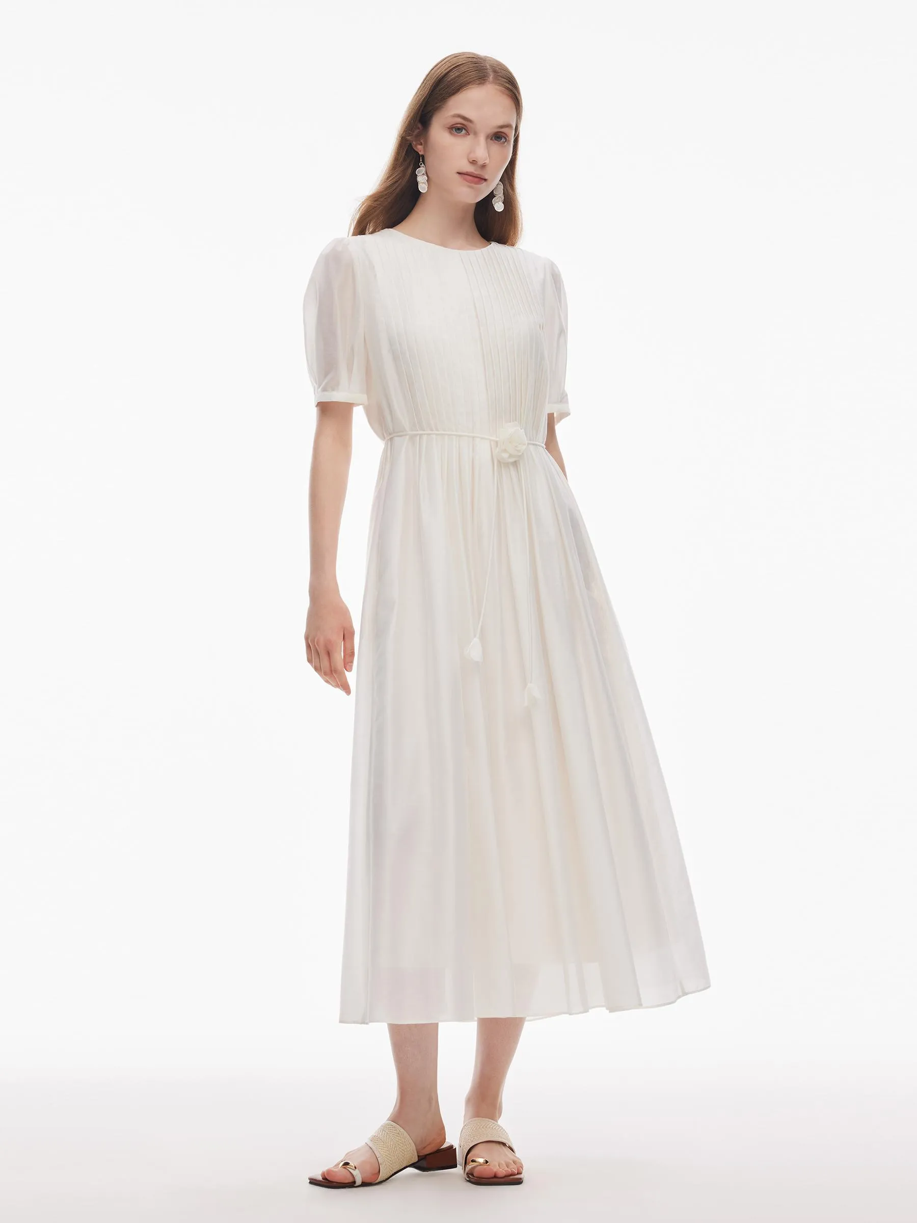 knee length dresses for ladies Textured A Line Dress main image 0