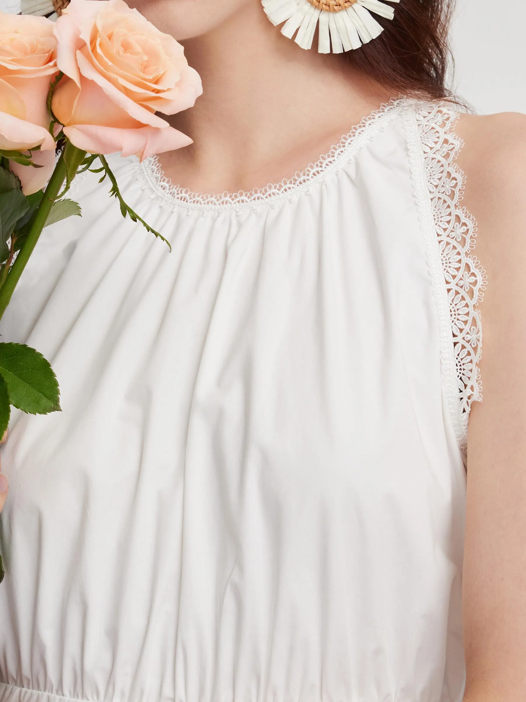 100% Cotton A-Line Women Maxi Vest Dress - Goelia Singapore