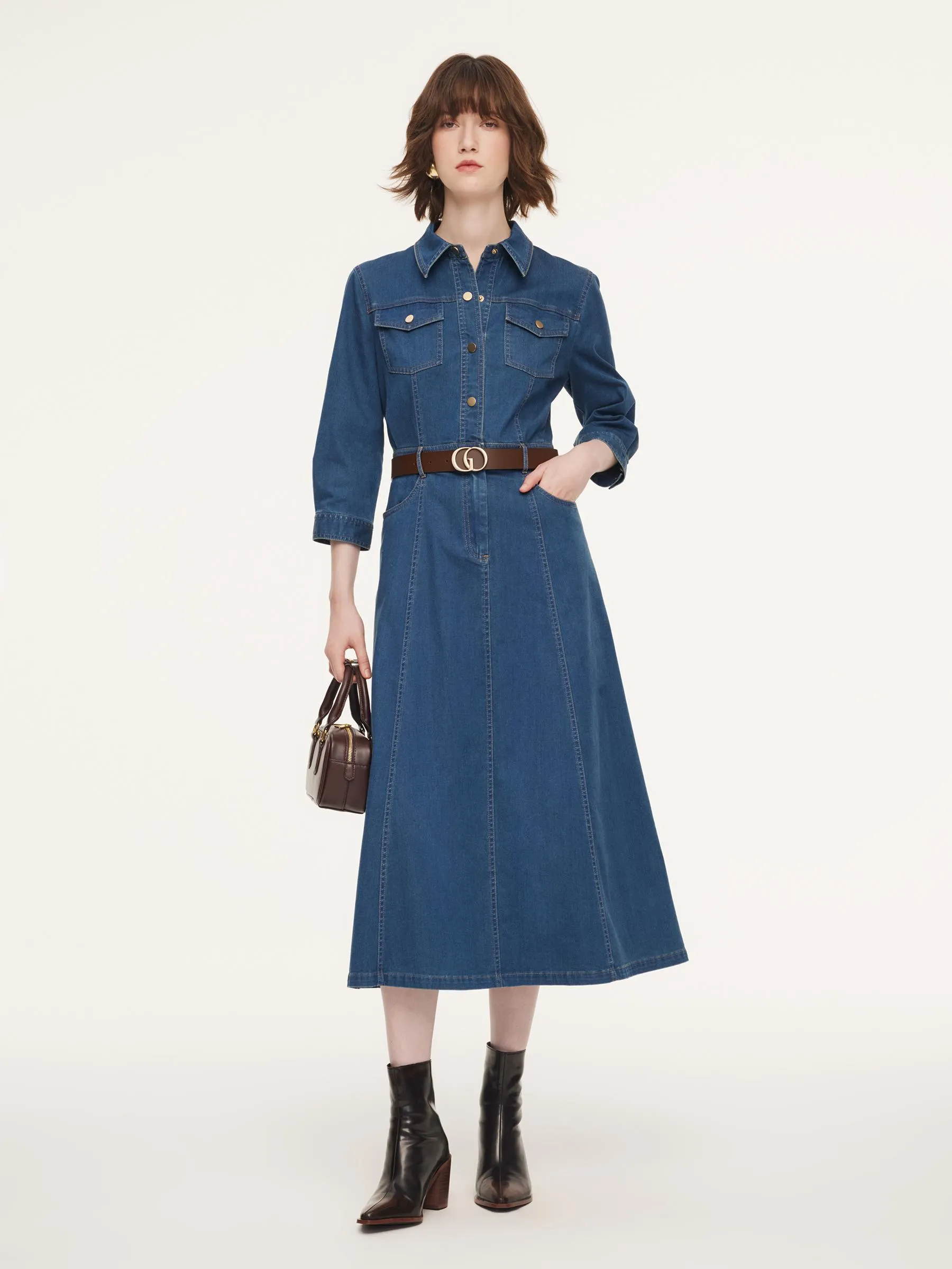 dress denim wanita Denim Dress Longdress Size L to 3XL Mackavelly Fashions