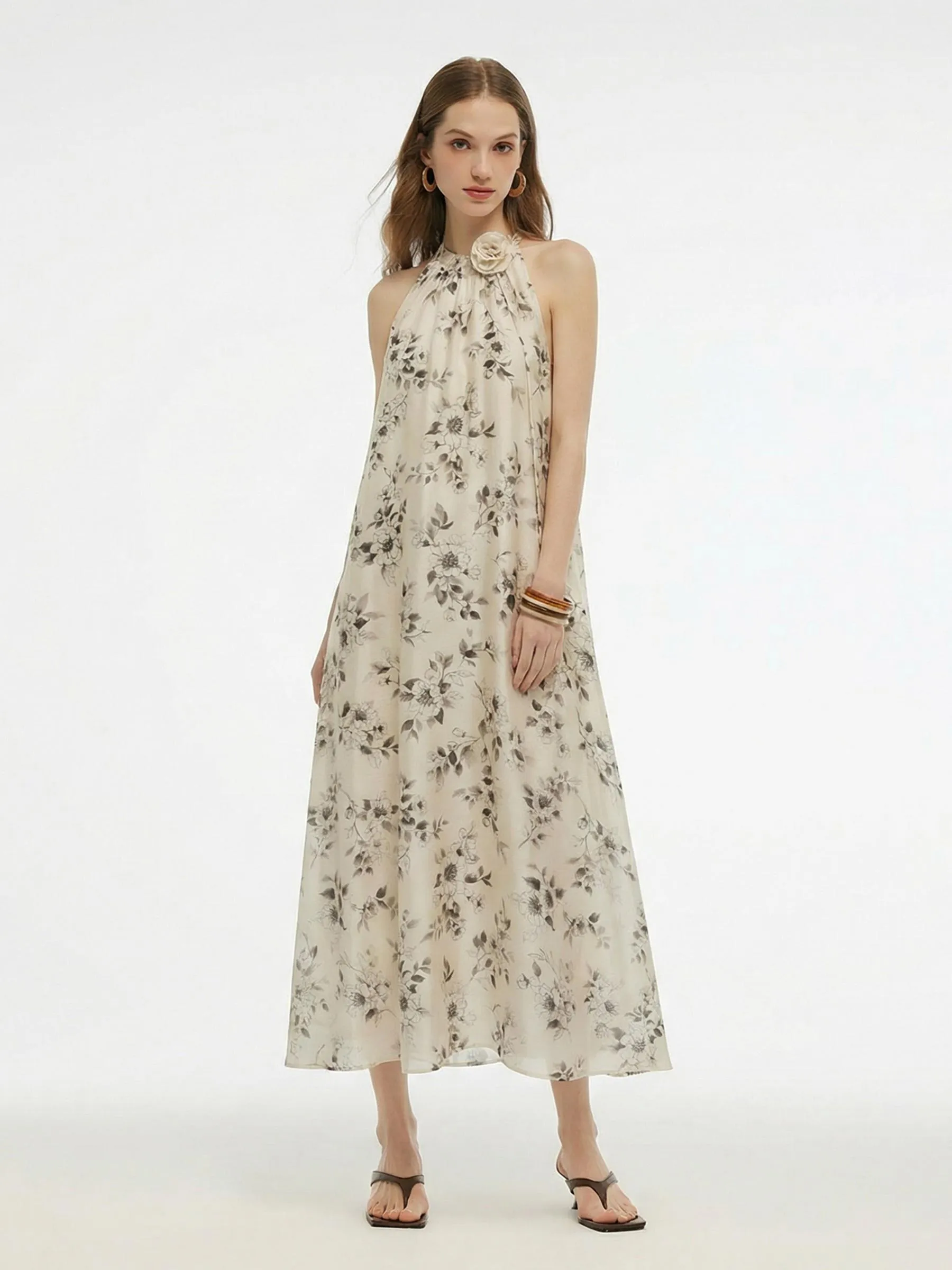 chinese dress ladies MARISOL FLORAL MAXI IN PINK main image 0